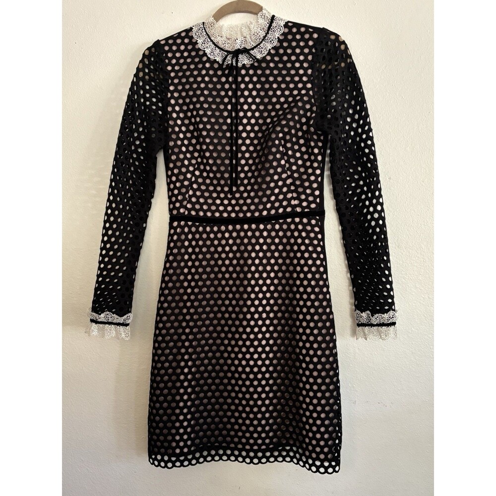 Nha Khanh Angelica Lace Swan Circle Eyelet Black Cocktail Dress Black 2 USA